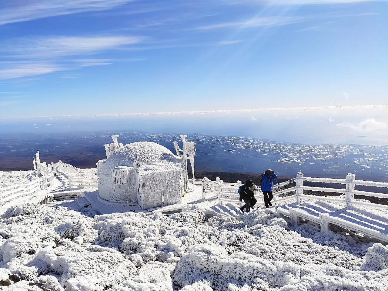 Snow and ice around the summit area of Hallasan in winter